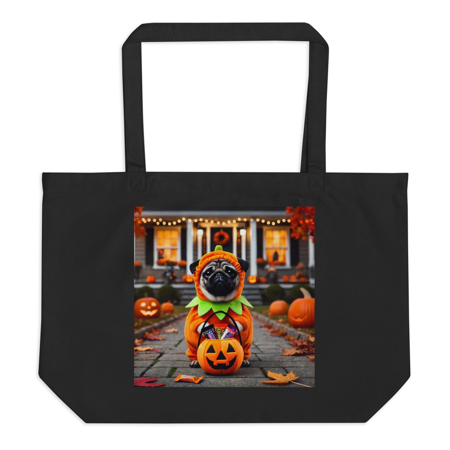 Pug Pumpkin Tote and Halloween Bag