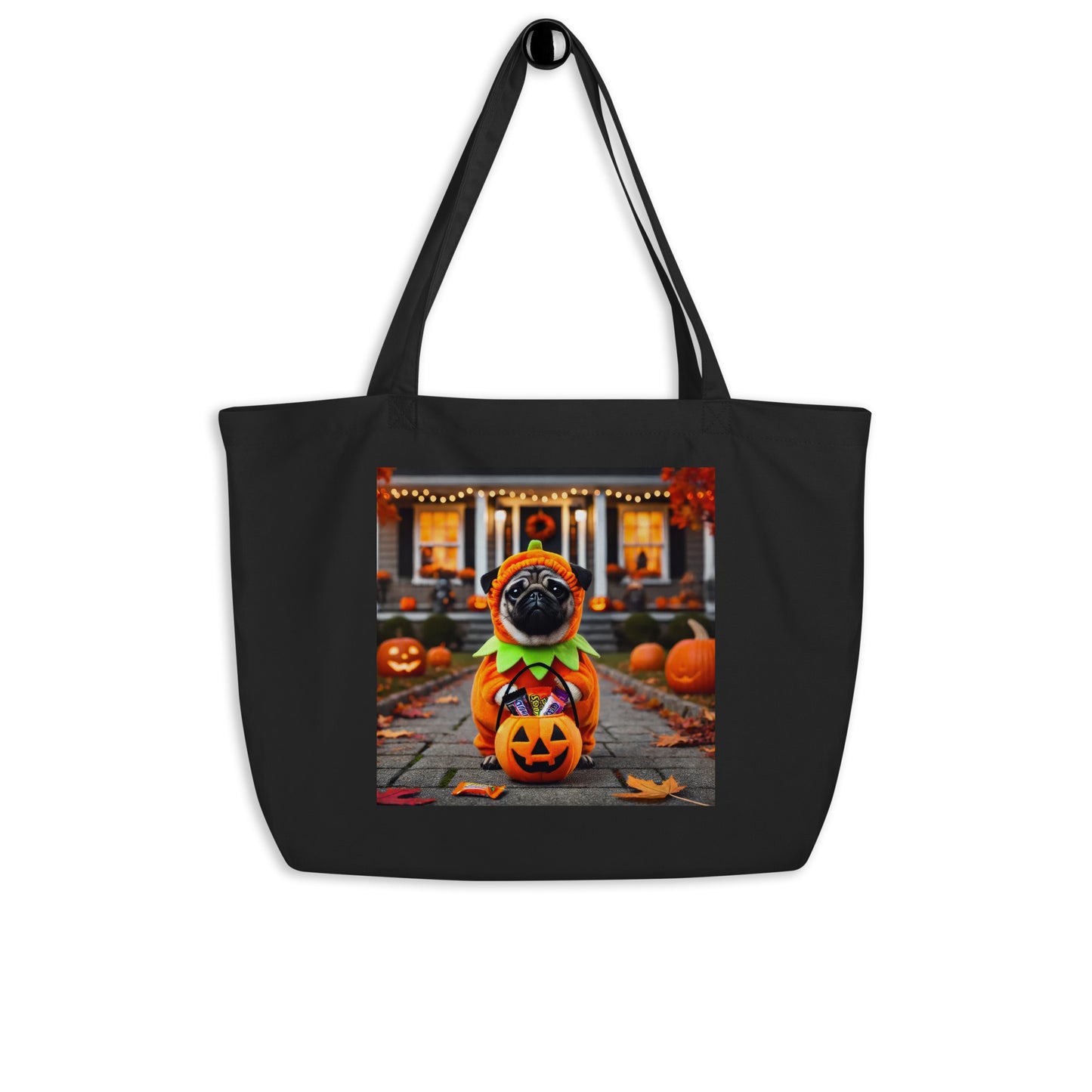 Pug Pumpkin Tote and Halloween Bag