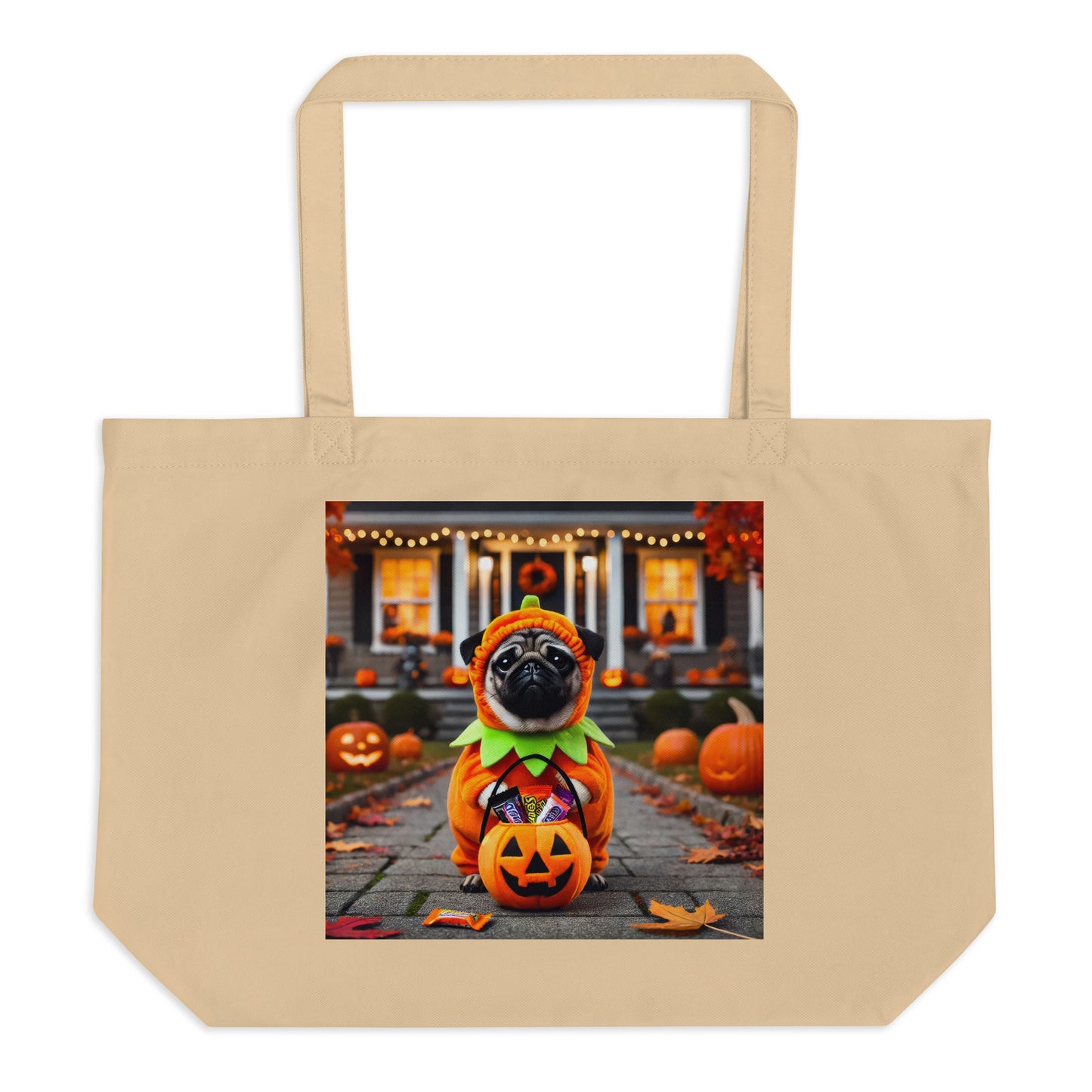 Pug Pumpkin Tote and Halloween Bag