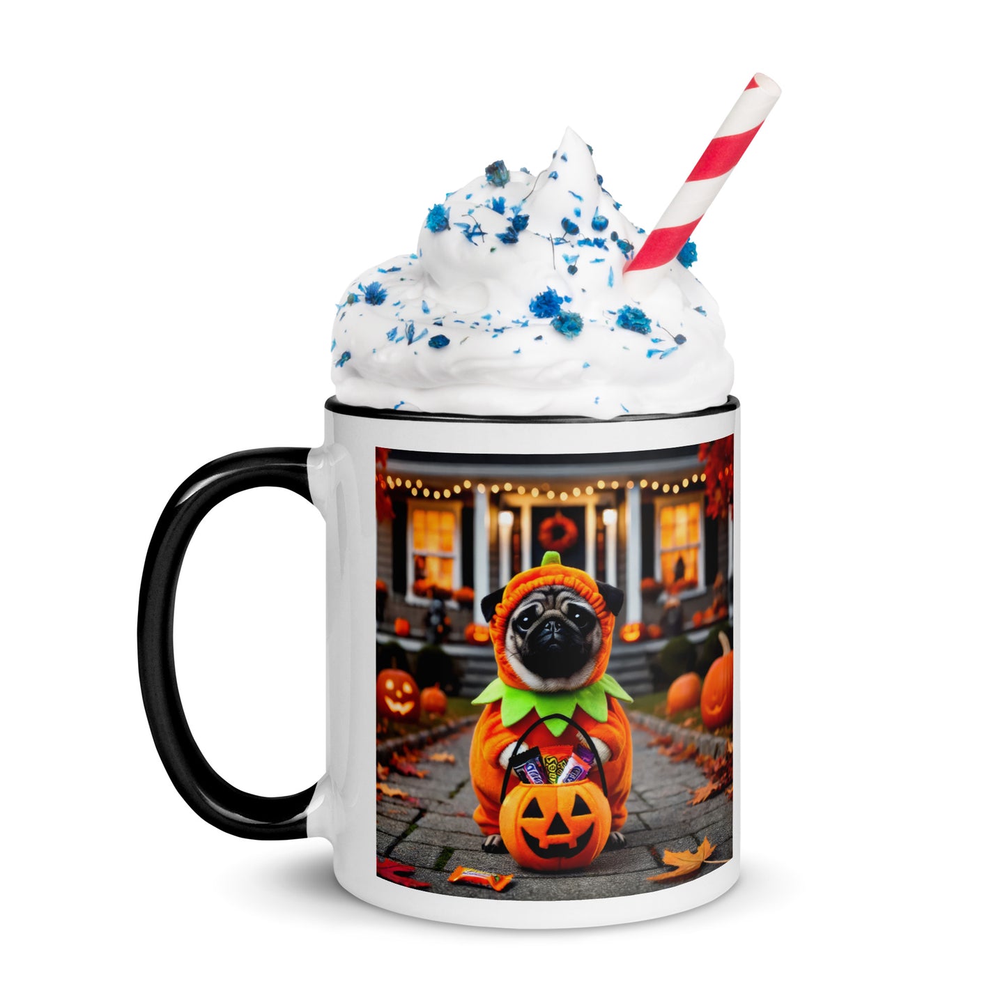 Pug Pumpkin Halloween Mug (Realistic Style)