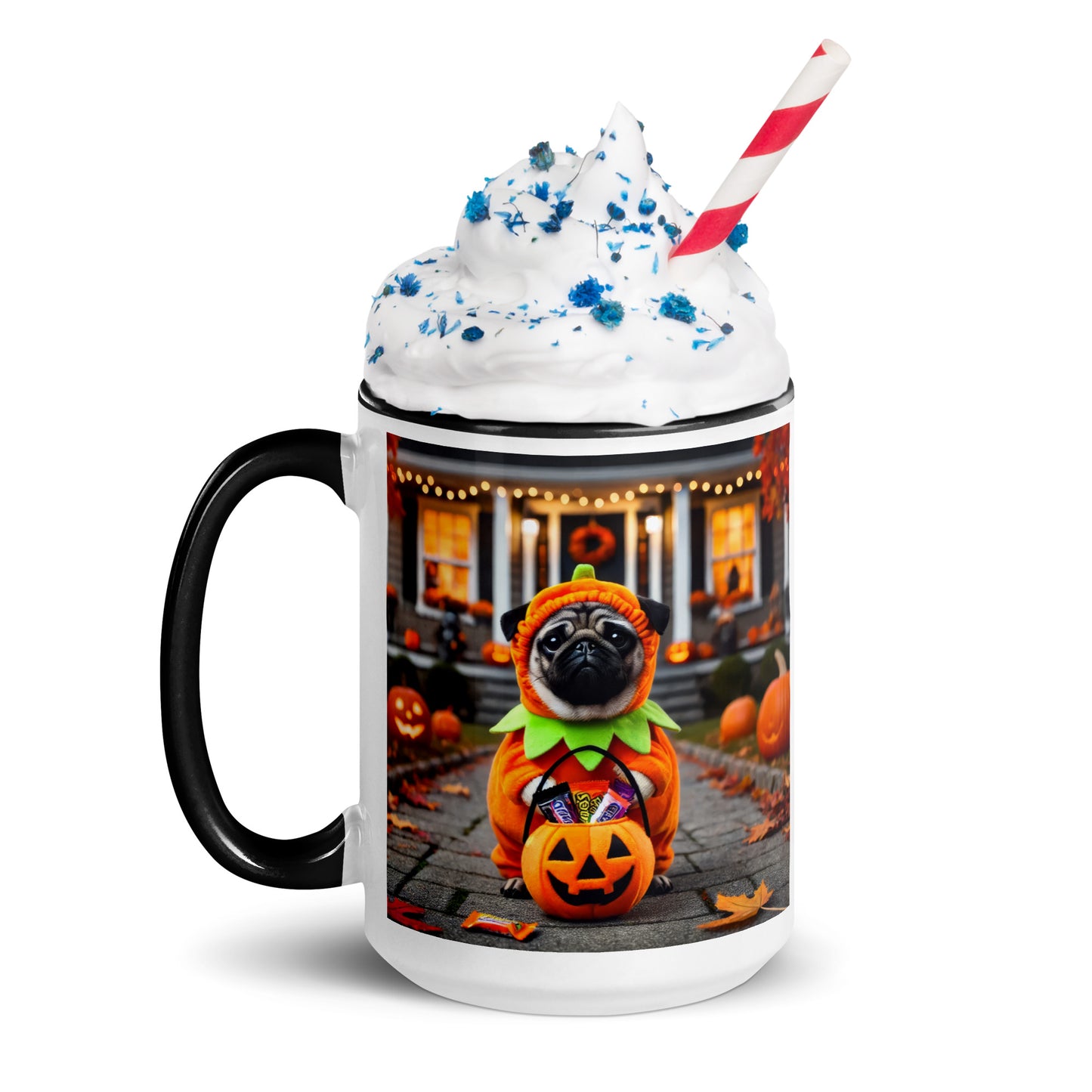 Pug Pumpkin Halloween Mug (Realistic Style)