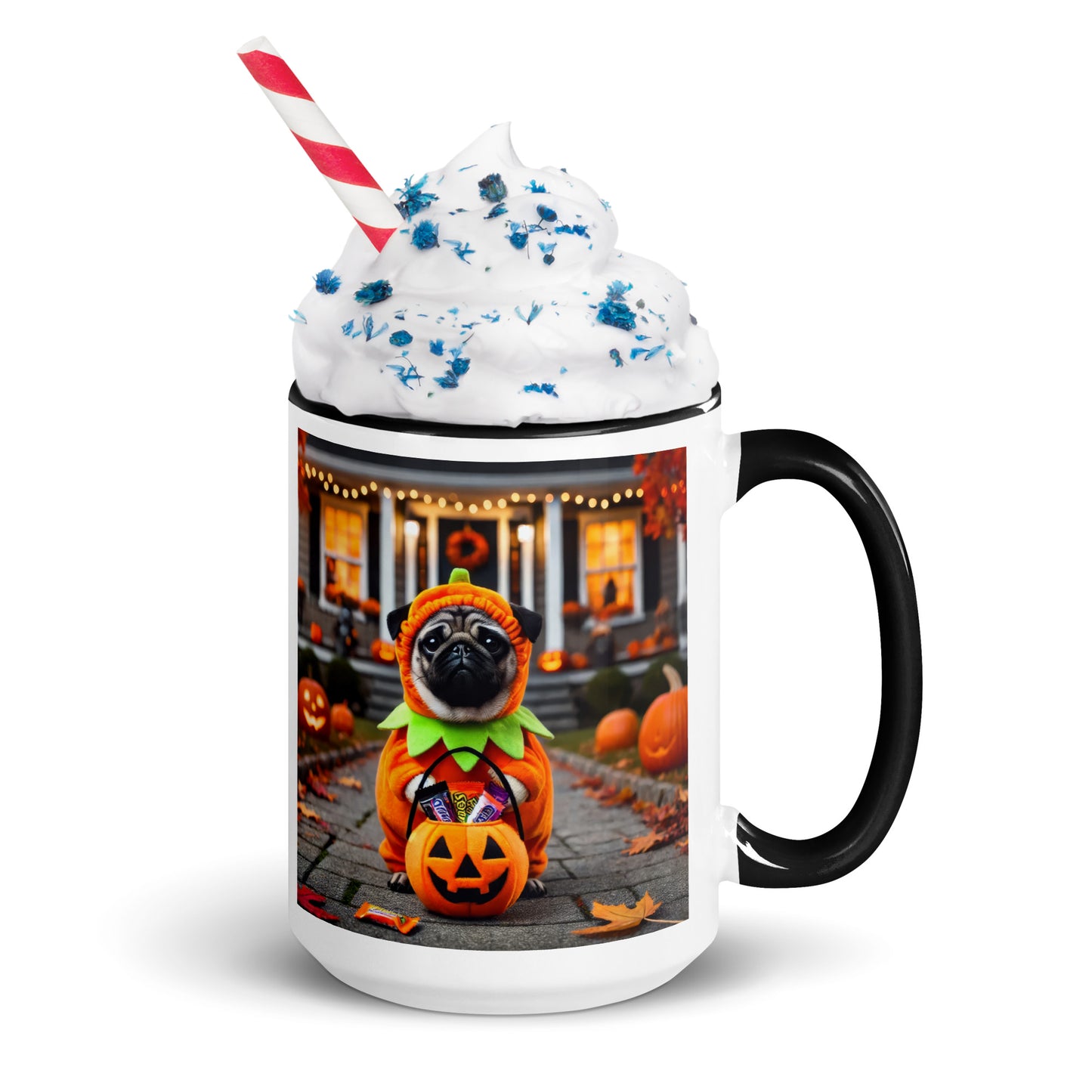 Pug Pumpkin Halloween Mug (Realistic Style)