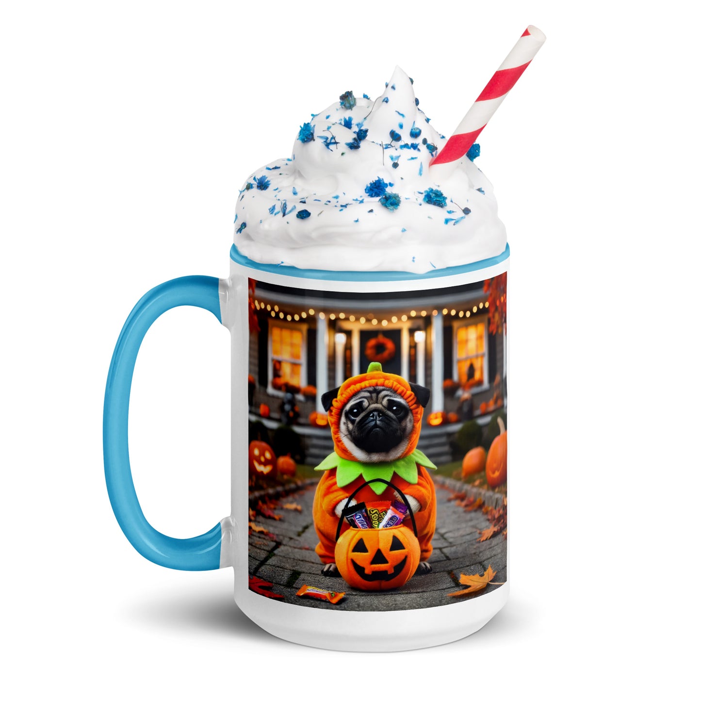 Pug Pumpkin Halloween Mug (Realistic Style)