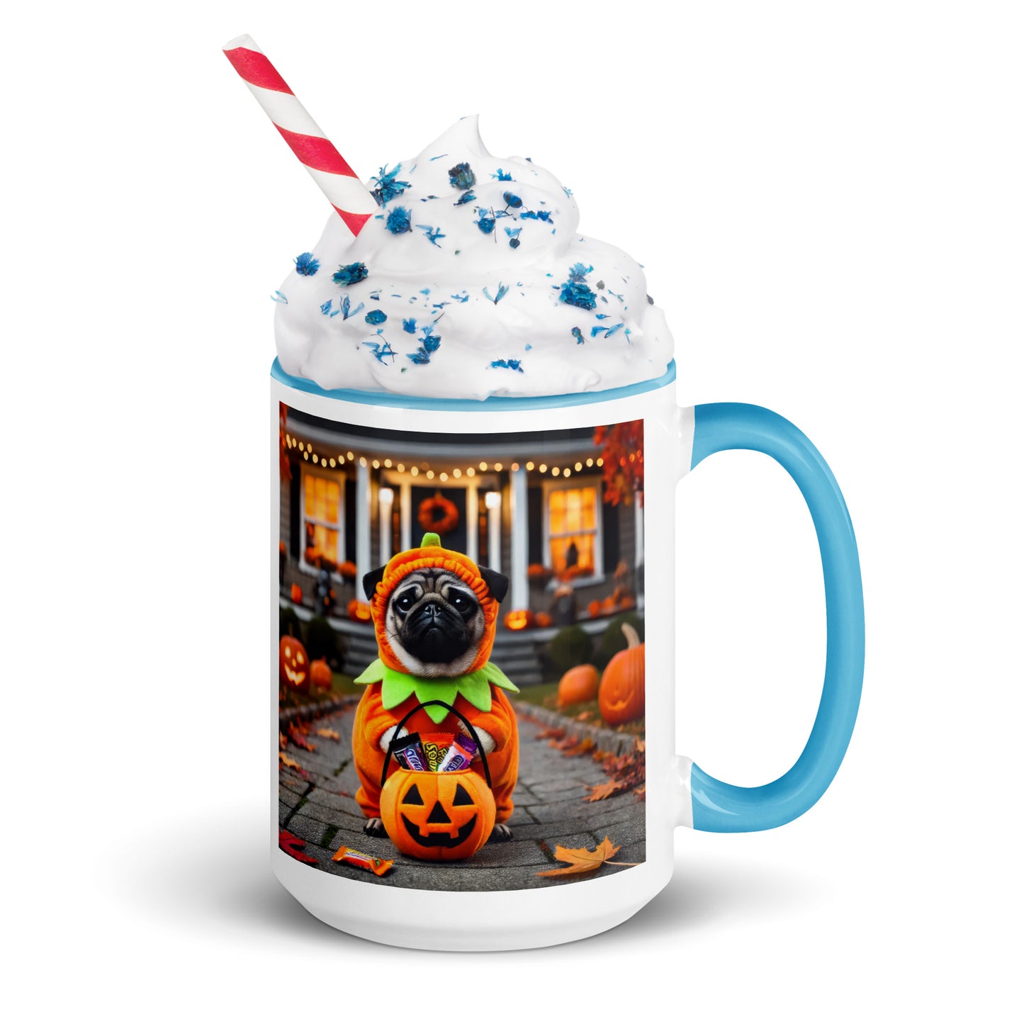 Pug Pumpkin Halloween Mug (Realistic Style)