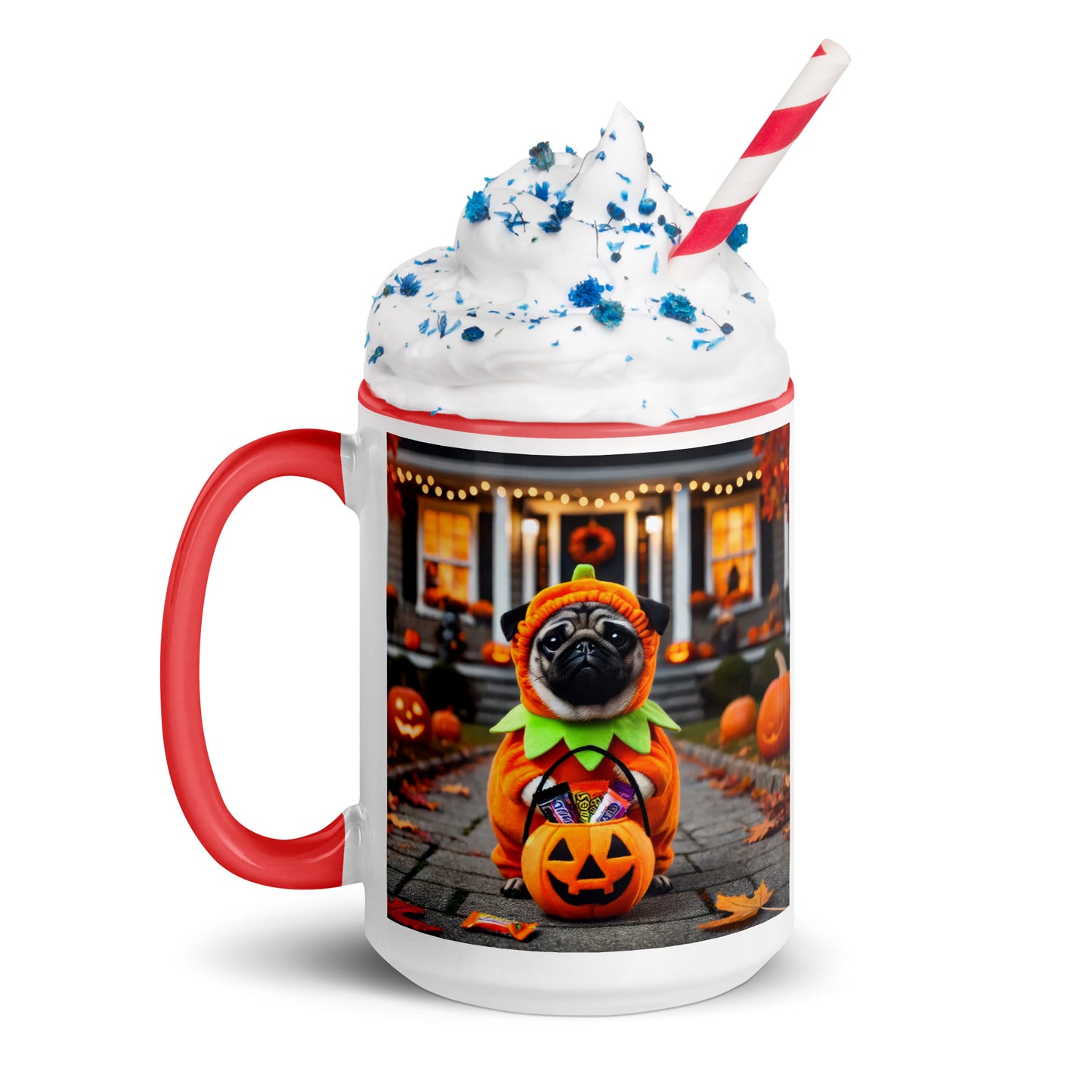 Pug Pumpkin Halloween Mug (Realistic Style)